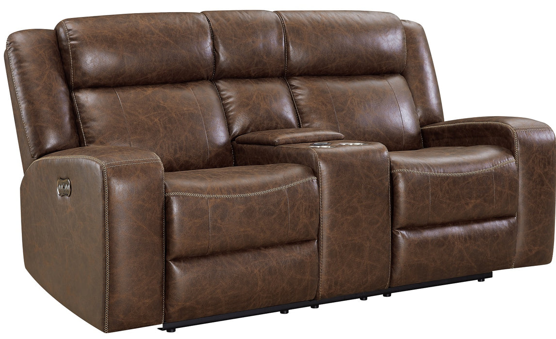 New Classic Furniture Atticus Console Loveseat with Power Headrest and Footrest