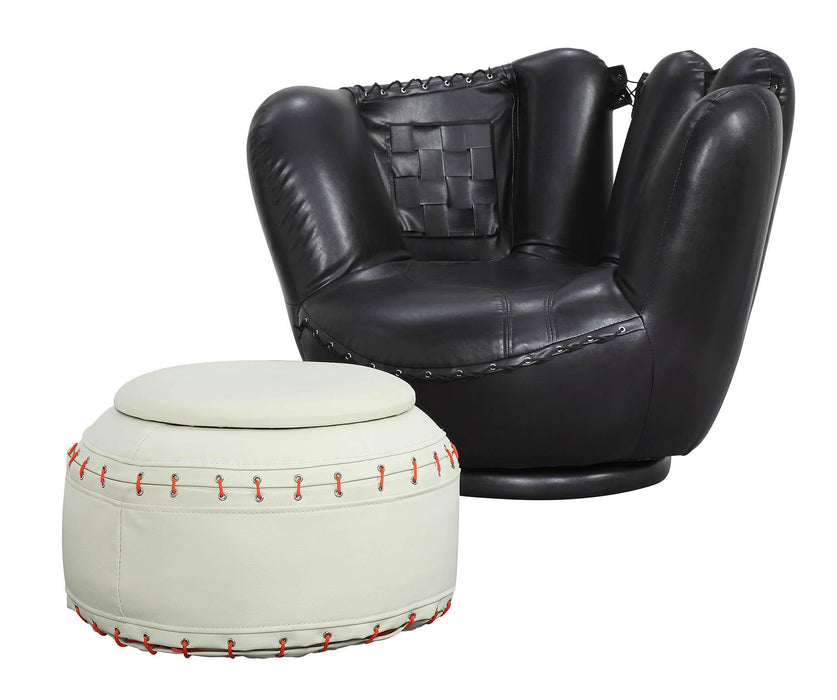 All Star Baseball: Black Glove Chair, White Ottoman Chair & Ottoman (2Pc Pk) image