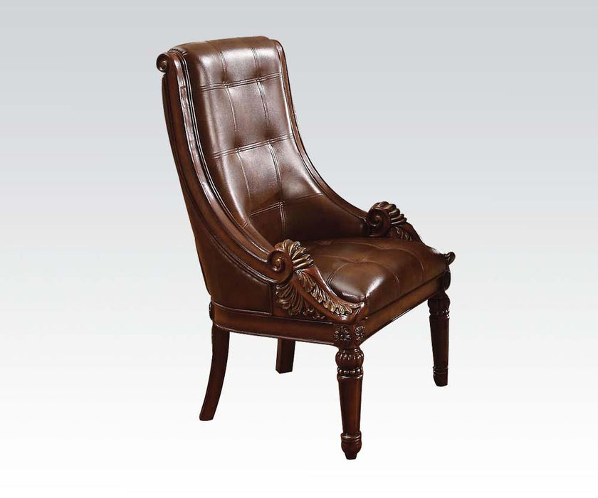 Acme Winfred Tufted Back Sleigh Side Chair in Cherry 60077 image