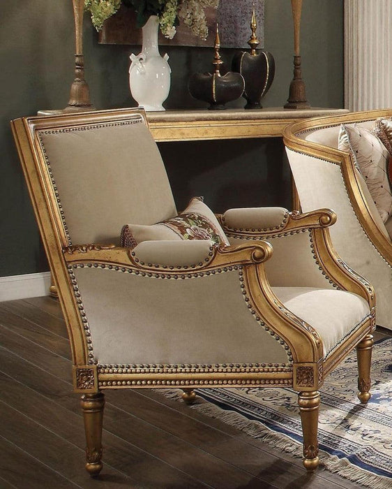 Acme Furniture Daesha Accent Chair in Tan Flannel & Antique Gold 50838 image