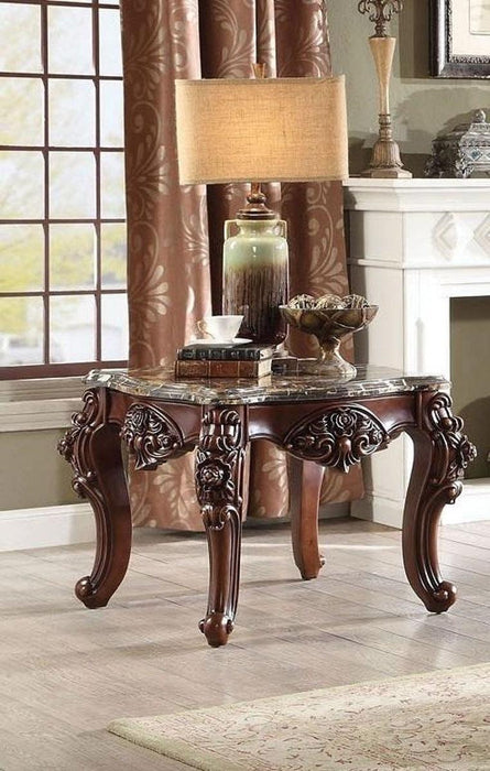 Acme Furniture Forsythia End Table in Marble/Walnut 83072 image