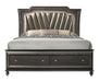 Acme Furniture Kaitlyn LED Headboard King Storage Bed in Metallic Gray 27277EK image