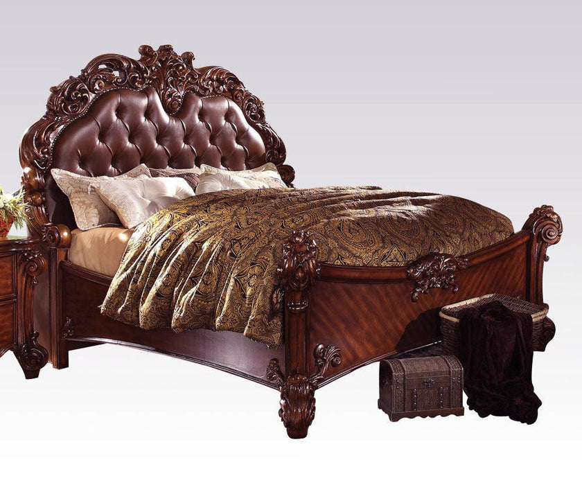 Acme Vendome King Panel Bed with Button Tufted Headboard in Cherry 21997EK image