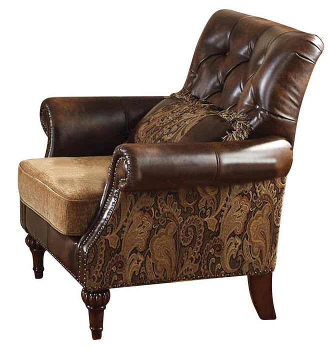 Acme Dreena Traditional Bonded Leather and Chenille Chair 05497 image