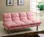 Saratoga Pink/Chrome Microfiber Futon Sofa, Pink image