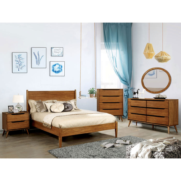 LENNART II Oak 4 Pc. Full Bedroom Set w/ Oval Mirror image