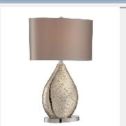 Table Lamp   Mandalay Bay Gold Glass Body Beige Fabric Shade