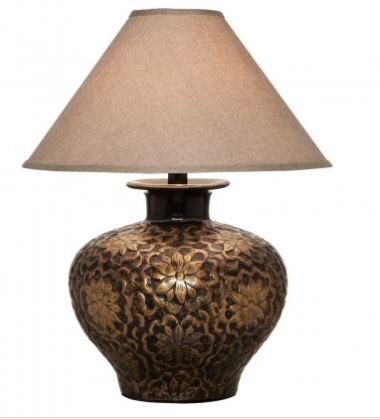 26" TABLE LAMP Gold Flowers
