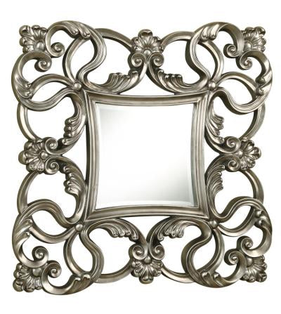 Wall Mirror Scrolled Design In A Pewter Finish