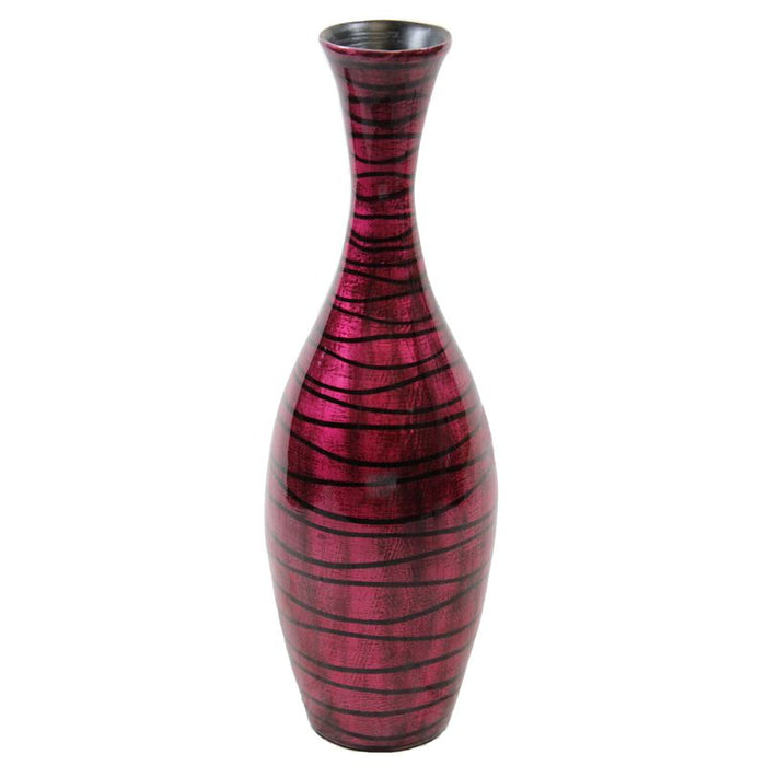 Vase Ceramic Magenta Lacquer 24.4 x 7.87