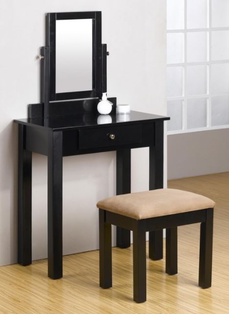 Vanity Set With Rectangle Mirror Black Color