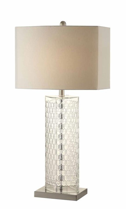 Table Lamp Glass Base Beige Shade