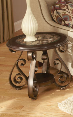 End Table Oval Bombay Sinuous Flat Strap Metal Scrolled Legs