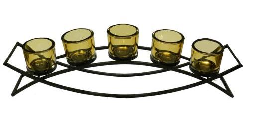 Metal Double Arch 5 Glass Candle Holder