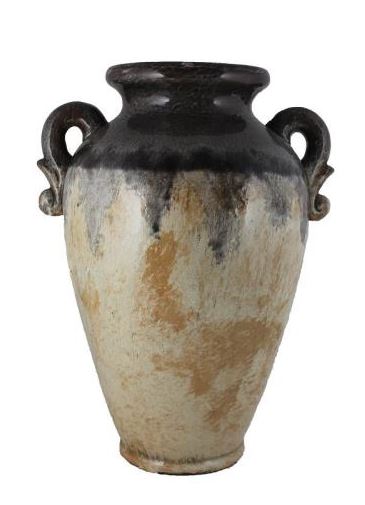 Black and Cream Vase with Handles