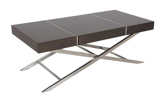 Coffee Table Mod Chrome Base/Wood Top