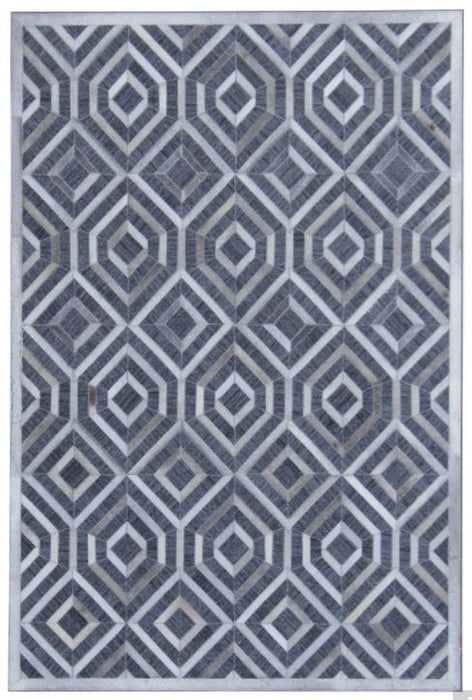 Area Rug Patchwork Leather Grey 5x7