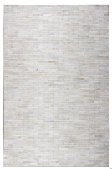 Area Rug Patchwork Leather White Brick 5x7