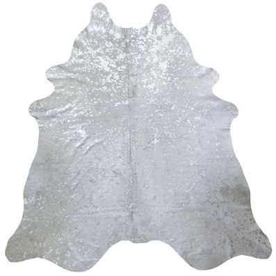 Area Rug Cowhide Silver/White 5x7