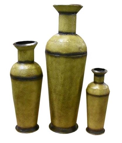 3-P Vase Metal Yellow w Dark Base