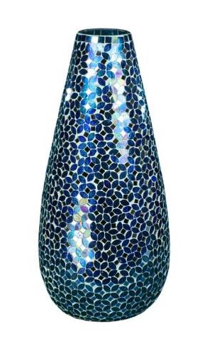 Vase Mosaic Glass Blue Tear Drop 16 x 7.5