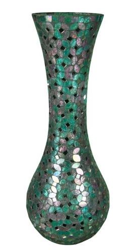 Vase Lavender/Green Mosaic Glass 18.25 x 10