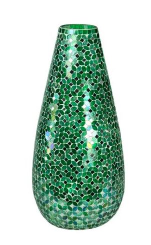 Vase Green Mosaic Glass Tear Drop