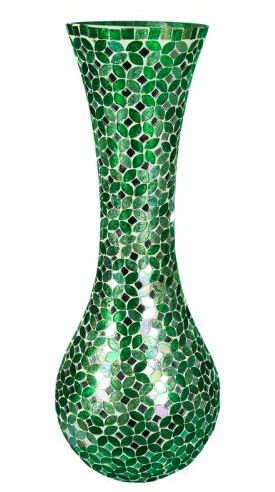 Vase Green Mosaic Glass 18.25 x 7