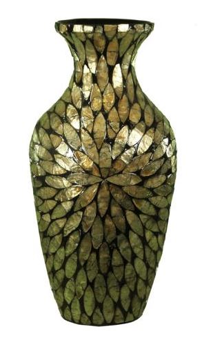 Vase Capiz Mop Gold/Black 14 x 7
