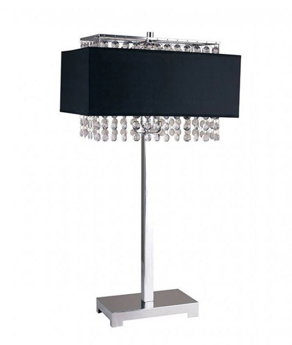 Lamp Table Black w Crystals & Metal Base