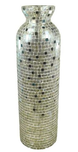 Vase Gold Mosaic Glass 19.75 x 5.75 x 5.75
