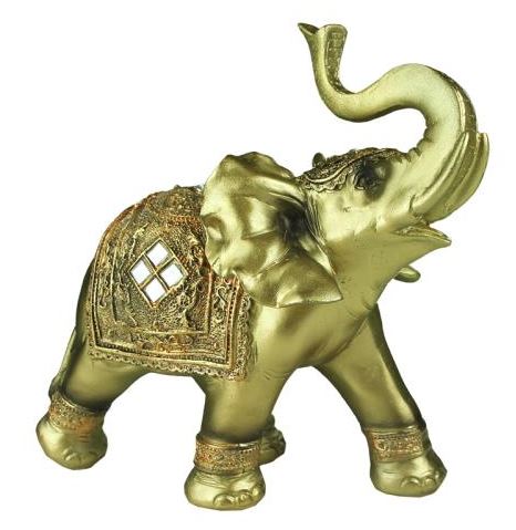Statue Elephant Medium Gold 7.75 X 8 X 4