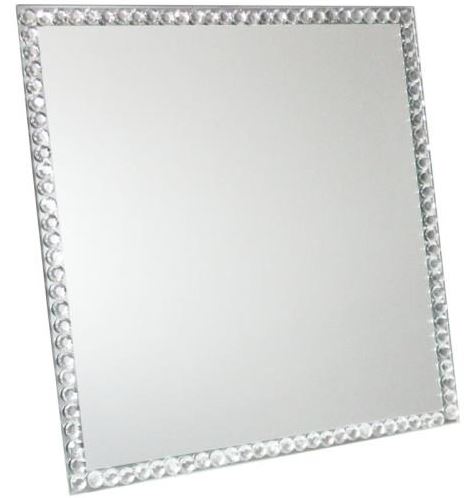 Mirror Square Glass w Beads 5 x 11.75