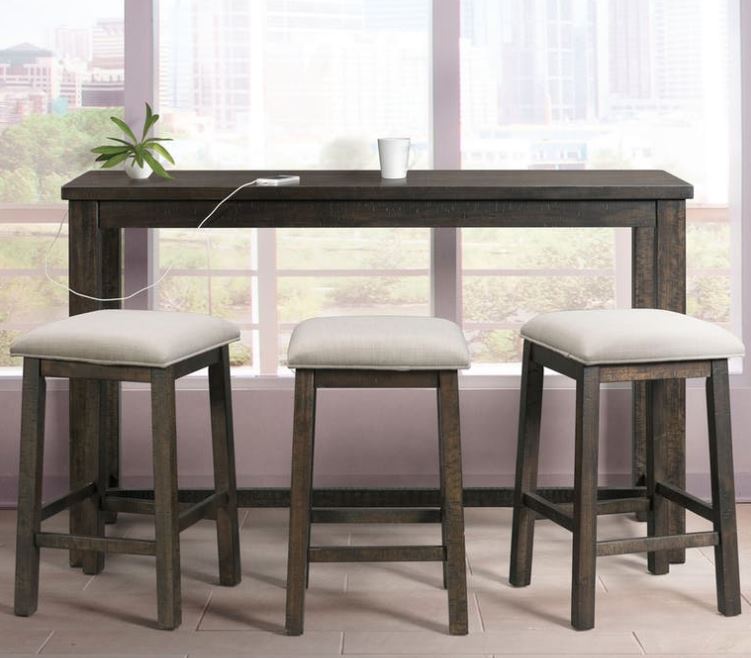 Bar Table Shelter Bay w 3 Stools & USB/Outlet