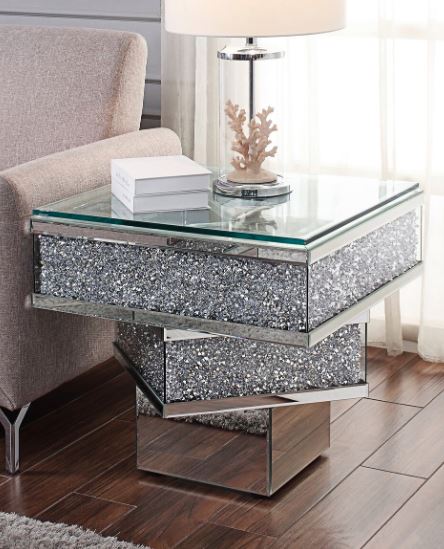 End Table Luxury Cut Crystal, Glass, & Chrome