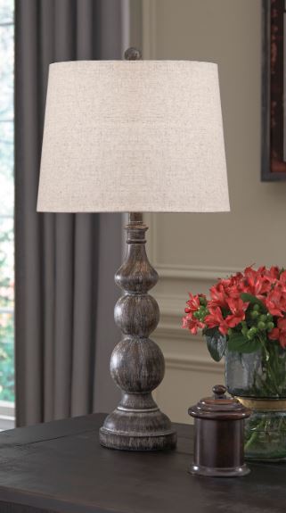 Table Lamp 29" H Round Rustic Grey Blend Base