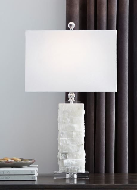 Table Lamp White Acrylic & Alabaster. 3-Way Switch