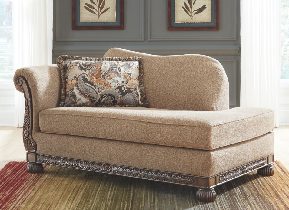 Chaise Corner Westerwood Traditional Faux Wood Trim Beige