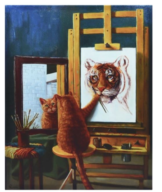 Picture Norman Catwell  Drawing Self Portrait (Tiger)