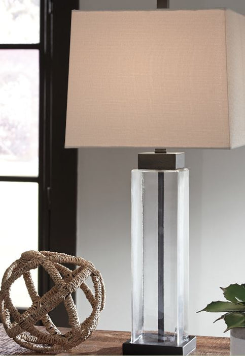 Table Lamp Rectangular Glass Clear Bronze Finish