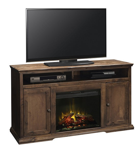 Entertainment & Fireplace Console Distressed Whiskey Finish 59"