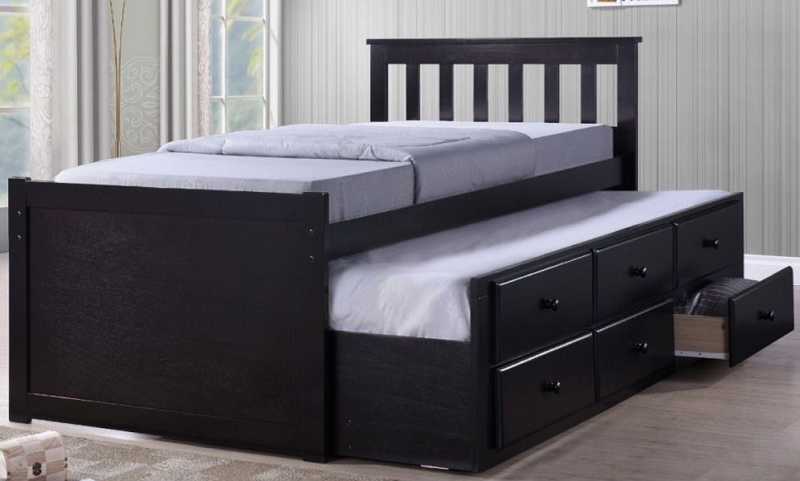 Captain's Twin Bed w 3-Drawer Trundle Included Espresso