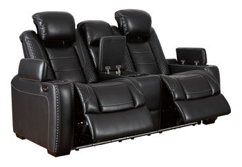 Love Seat Reclining Black with Power, USB Charging ports, LED Cup Holders, Led Lighting  PU
