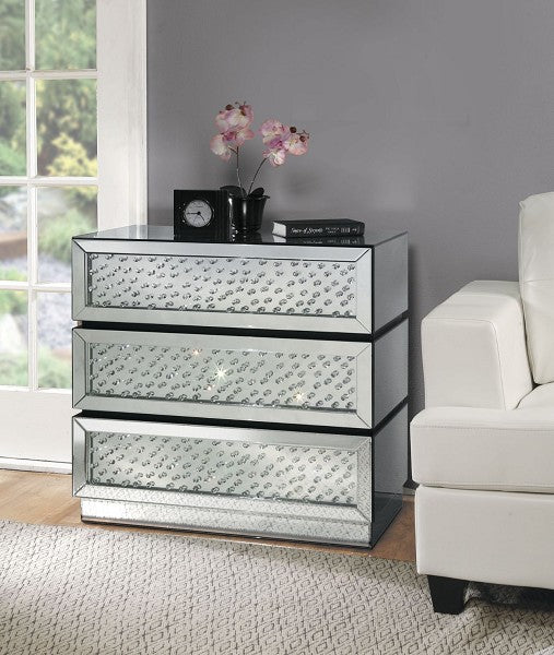 Console Table Nysa 3 -Large Drawers Mirror & Glass Crystals