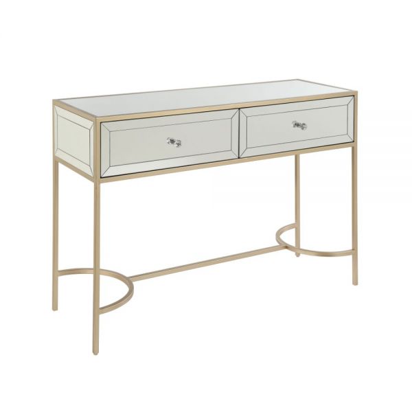 SOFA TABLE GLASS WITH GOLD TRIM