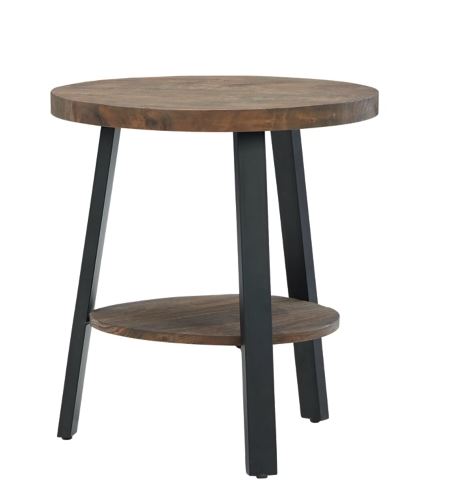 Round End Table Chanzen  22" Rustic Casual in Brown & Black