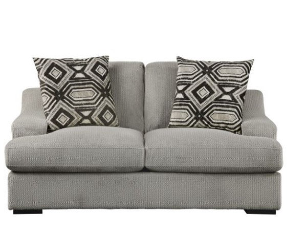 Love Seat w 2 Decorator Pillows From the Orofino Collection in LIGHT GRAY