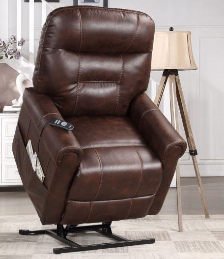Recliner Ottawa Power Lift Chair w Heat & Massage in a Walnut Brown Fabric