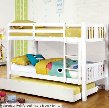 TWIN/TWIN COMPLETE WHITE BUNK BED ****WITH TRUNDLE ****NO MATTRESSES