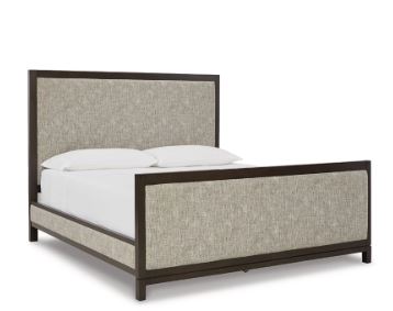 KING UPHOLSTERED BED BROWN